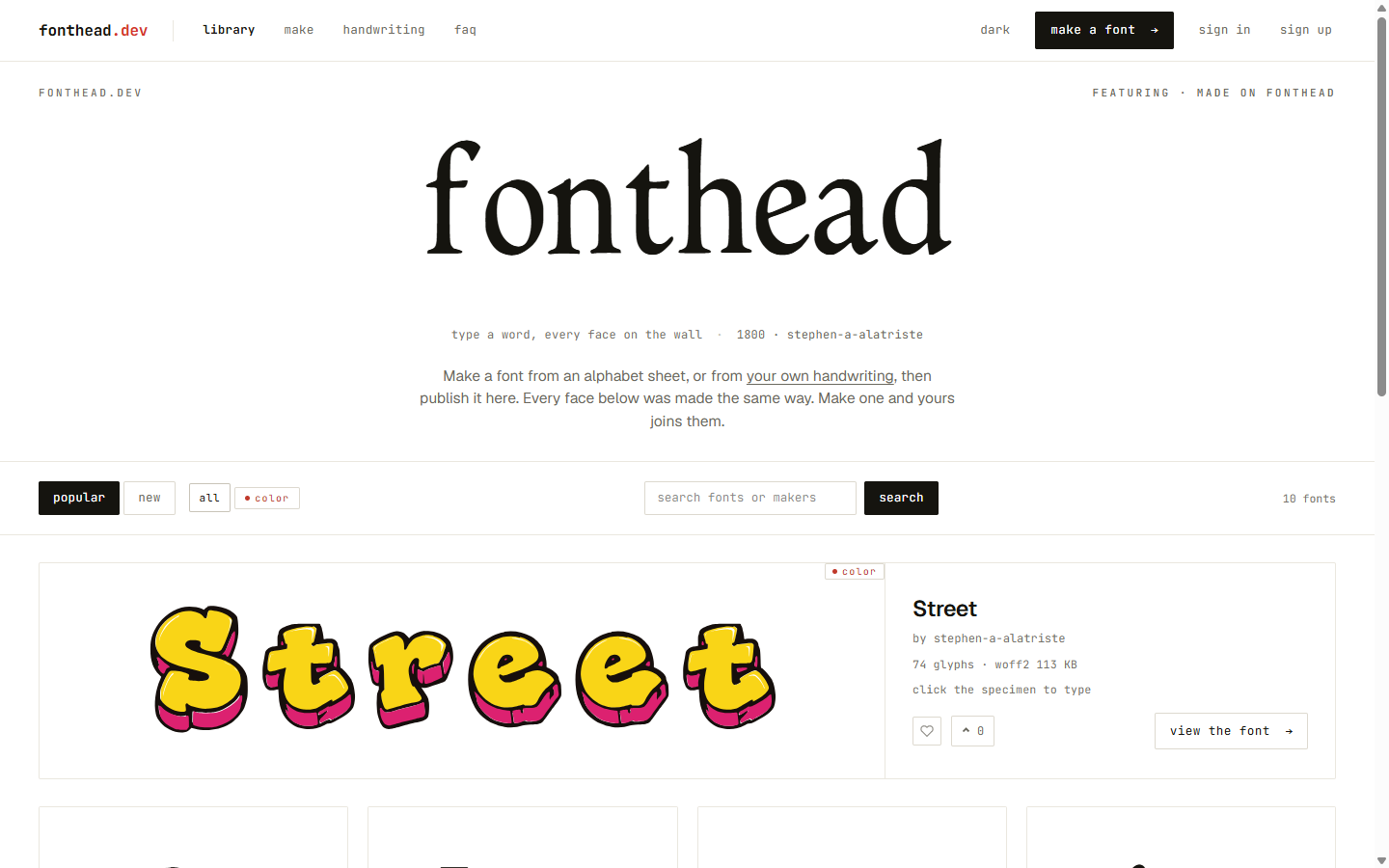 fonthead.dev, the community font wall